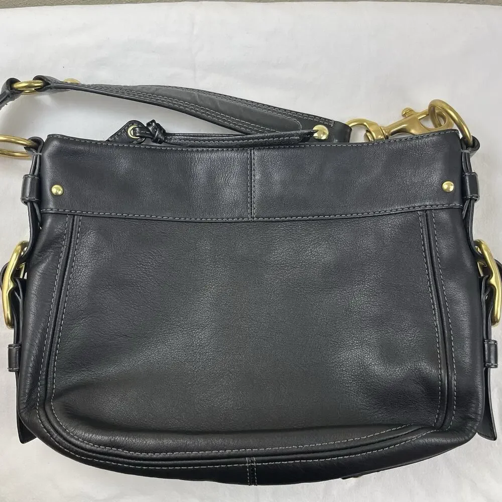 Coach Legacy Zoe Leather Hobo Shoulder Bag Black Style 12671 Brass Dust Bag